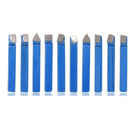 10Pcs Blue Carbide Lathe Tool Bit 1/4Inch Metal Tip Tipped Cutter Set For C
