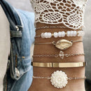 6pcs Retro Shell Flower Bracelet Slice Bangles Women Jewelry Gift (Style 5)