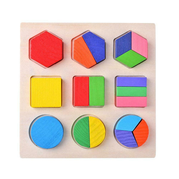 Wood Geometric Shapes Sort Math Montessori Puzzle Kids Educational Toys (3)