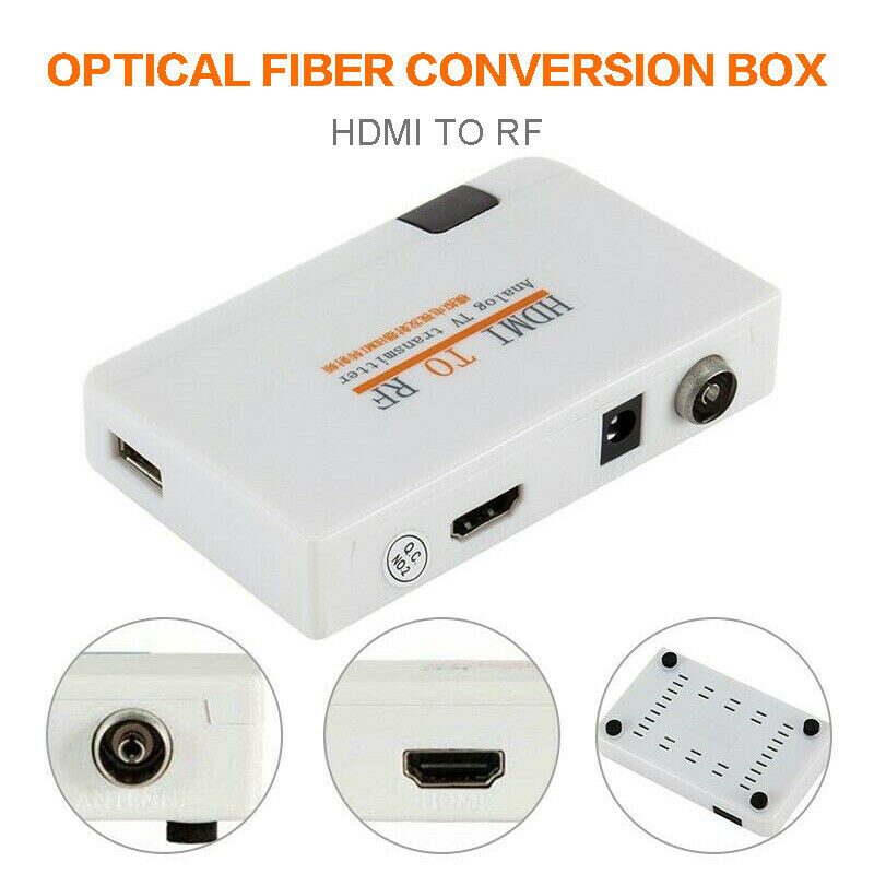 HDMI To RF Coaxial AV Converter Adapter Box TV Transmitter W/ Remote Control