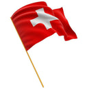 12Pcs Olympic Hand Waving Switzerland Flag Small Banners 8 x 5"+White Pole