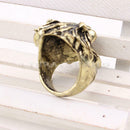 2x Men's Rhinestone Eyes Stainless Steel Lion King Head Shape Ring Party Jewelry