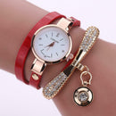 Fashion Luxury Rhinestone Bracelet Women Top Quartz Casual Watch Red