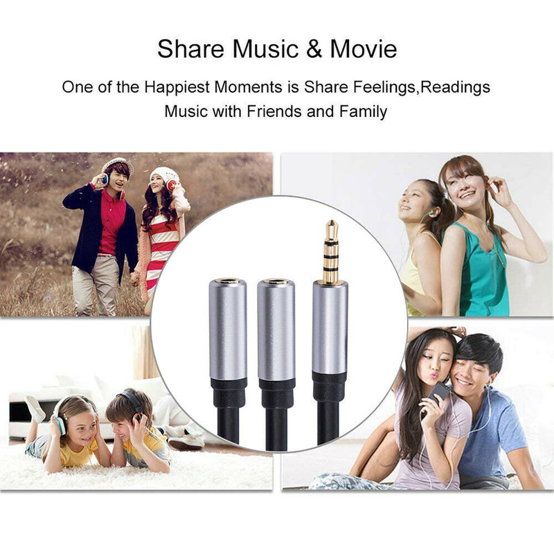 3.5mm Audio Cable Splitter Male To 2 Female Plug Adapter For MP3 iPad Headphones