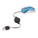 Retractable Laptop Wired USB Mini Mouse For PC Laptop Notebook Blue