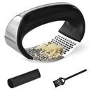 Stainless Steel Garlic Press Manual Crusher With Peeling Tube Cleaning Brush