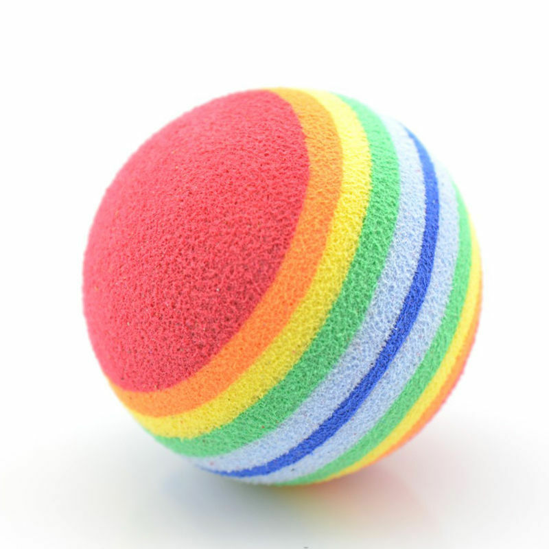 2x New Pet Cat Dog Puppy Rainbow Balls Play Training Funny Chew Fetch Throw Toys
