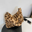 Animal Pattern Shoulder Underarm Bag Women Plush Top-handle Handbag (4)