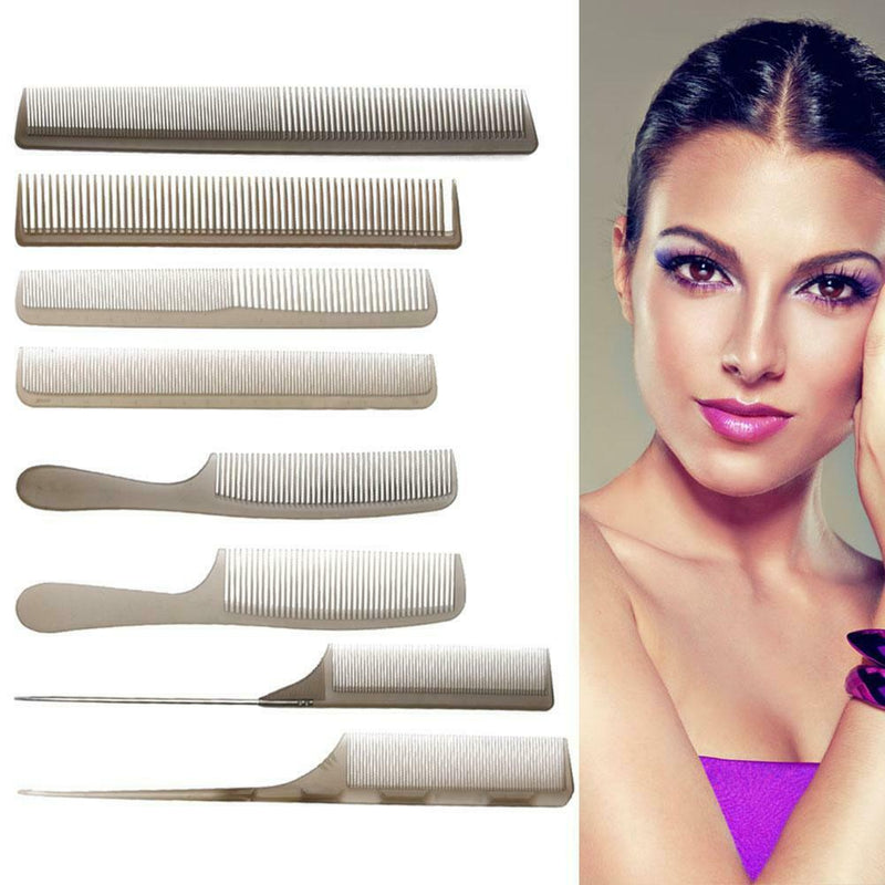 8pcs/Set Pro Anti-Static Plastic Combs Hairdresser Barber Tools Brown A