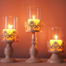 2x Metal Pillar Candlestick with Glass Dome for Home Wedding DIY Decoration