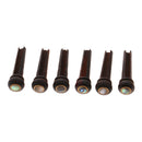 6 Pieces Wood Bridge Pins Shell Dot Inlay for Acoustic Guitar Rosewood