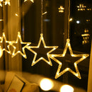 LED Curtain String Light 8Mode Star Moon Plug Night Light  (EU Warm Light) A