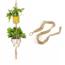 Beige Double Macrame Plant Hanger 2 Tiers Hanging Planter Pot Holder 120cm