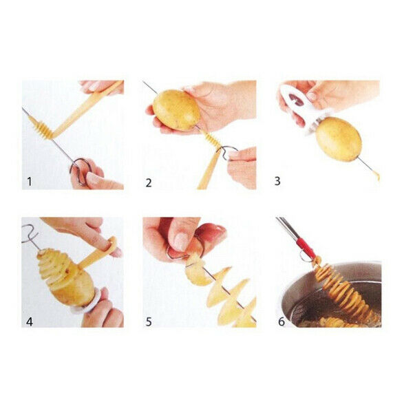 1 Set Stainless Steel Tornado Potato Spiral Cutter Slicer Spiral Potato Chi