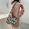 Casual Cow Printed Handbag Women Shoulder Crossbody Bag Plush Dumpling Tote