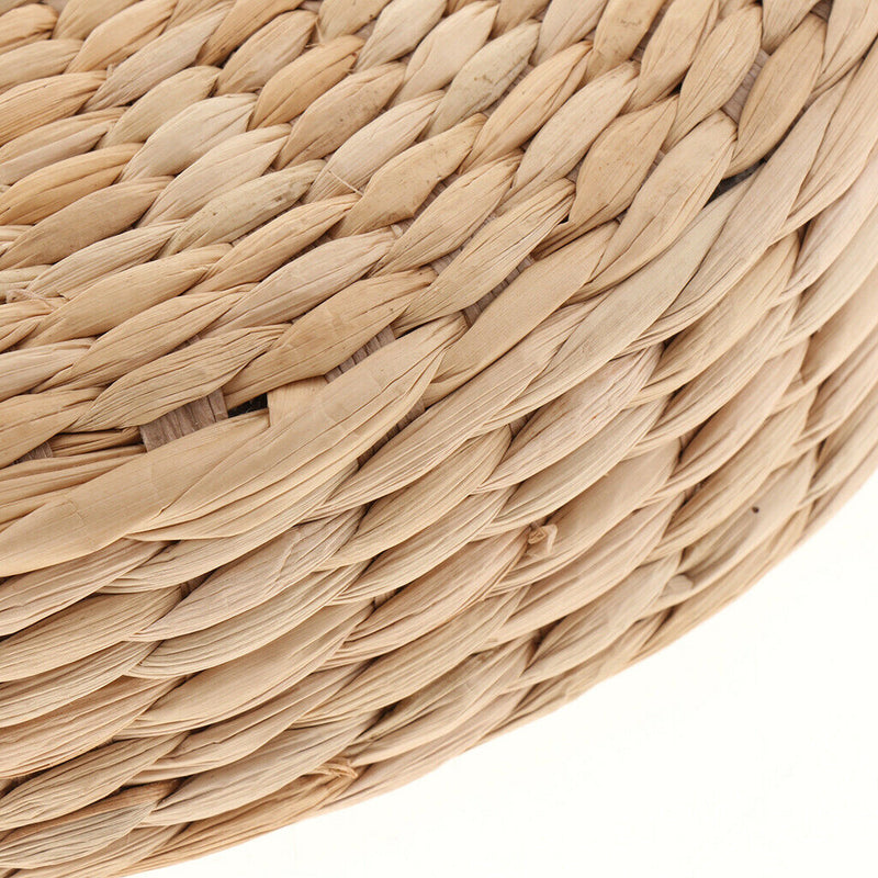 2Pcs 12 inch Rustic Floor Cushion Straw Pouf Seat Meditation Ottoman Home Decor,