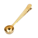 2 in 1 Stainless Steel Ground Coffee Measuring Scoop with Bag Seal Clip