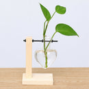 Wooden Desktop Frame Hydroponic Transparent Glass Container Vase Pot