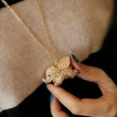 New Lady Charm Golden Rhinestone Elephant Pendant Necklace Long Sweater Chain 3c