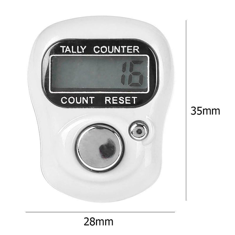 Stitch Marker Row Finger Ring Counter LCD Electronic Tally Counter (White)
