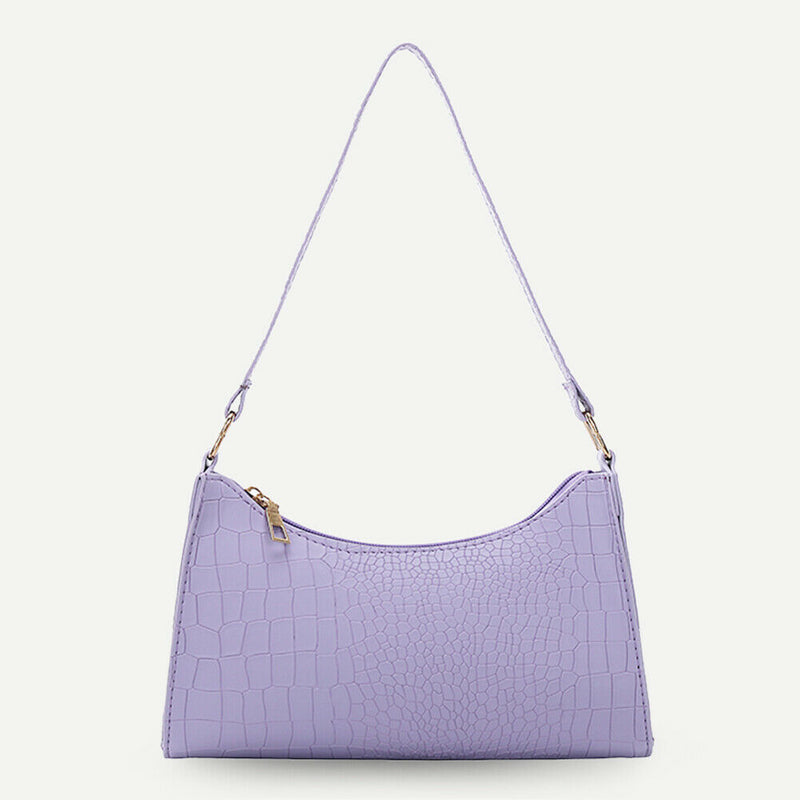 Alligator PU Women Handbag Tote Office Lady Shoulder Underarm Bags (Purple)