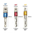 Socket Bit Adapter Drill Nut Driver Power Extension Bar 3pc Set 1/4" 3/8" 1 BX
