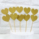 40 Pieces / Set Of Golden Bling Heart Shape Insert Card With Toothpick For