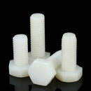 50pc M5 x (8-50mm) White Plastic Nylon Hexagon Head Cap Set Screw Hex Bolt Kit