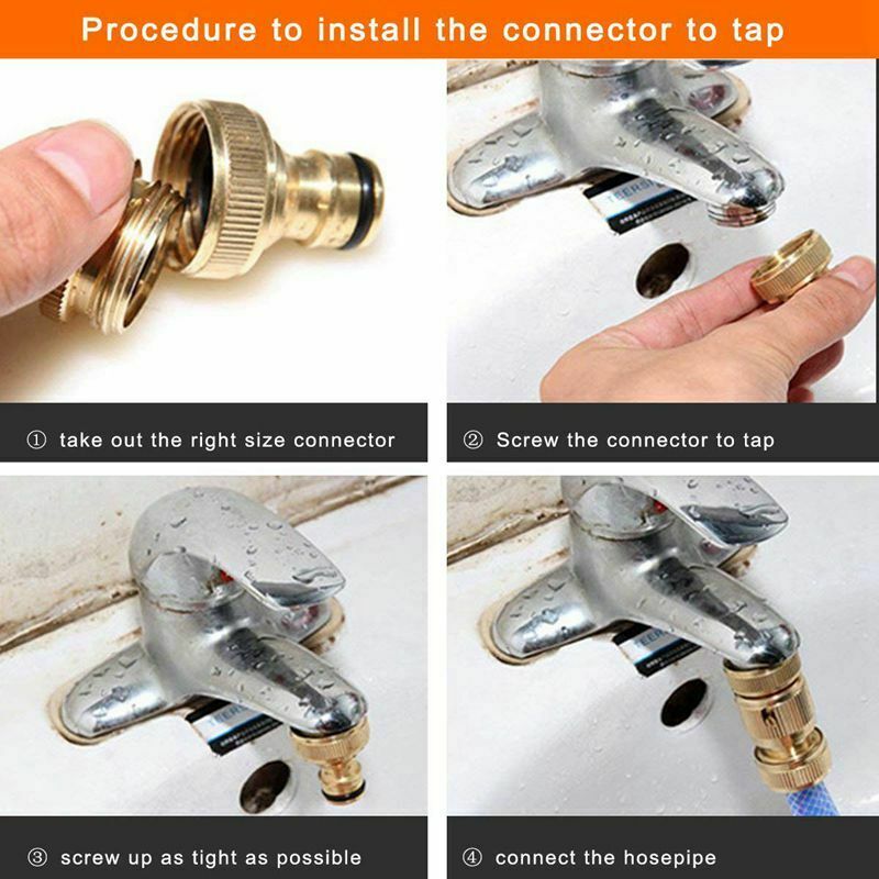 2 Pack Brass Garden Hose/Hosepipe Tap Connector 1/2 Inch and 3/4 Inch 2-in-