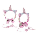 2x Unicorn Headphones with Microphone Stereo Earphones for Kids Girls