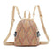 Straw Small Backpacks Women Stripe Print Shoulder School Bags (Dark Brown)