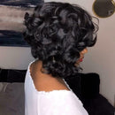 Fashion Short Curly Hair Wig Oblique Bangs Loose Hair Cover Women Hairpiece