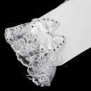 White Wedding Bridal Short Prom Wrist Lace Gloves With Bowknot Rhinestone A4P6