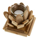 Retro Handmade Wood Lotus Candle Holder Crafts Home Wedding Decor