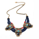 Retro Turquoise Coral Blue Bead Tibetan Necklace Lapis Lazuli Stone Unique IJZ