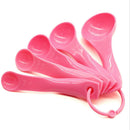 5Pcs/set Plastic Pink Measuring Spoon Baking Coffee Kitchen Tools Accessorie Hn