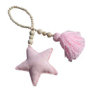60cm Wood Beaded Pink Star Wall Ornament Curtain Mosquito Net Tieback Rope