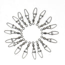 100Pcs Stainless Steel Rolling Swivels With Hooked Snap Links Fishing Tackle