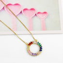 Bohemia Rainbow Cubic Zirconia Circle Geometry Choker Necklace Girlfriend G