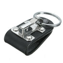 Stainless Steel Black Leather Detachable Key Chain Belt Clip Ring Holder