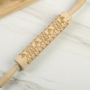 1x Christmas Wooden Rolling Pin Embossing Baking Cookies Cake Dough Xmas Biscuit