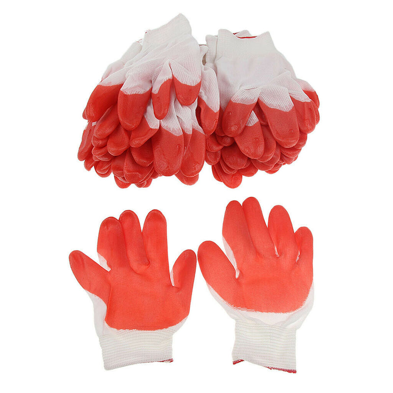 12 Pair Rubber Coat Palm Coated String Knit Work Gloves Large 200mm