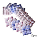 15Pcs Cotton Plaid Men's Handkerchief Square Decorative Suits Grid Hanky ZFB