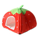 Soft Strawberry Pet Igloo Dog Cat Bed House Kennel Doggy Cushion Basket Red