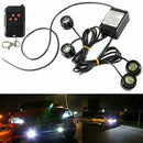 4in1 White Eagle Eye LED Car SUV Strobe Warning Grille Light DRL &Remote Control