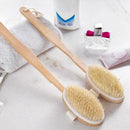 Wooden Loofah Back Scrubber Sap Body Sponge Long Handled Showe Bath Brush S Z9F1