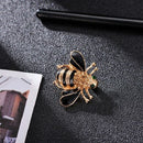 Bees Brooch Black Enamel Corsage Hats Scarf Clips Accessories Green Eyes Br W6V2