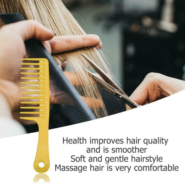 Wide Tooth Plastic Handle Hair Comb Anti-Static Hairdressing Combs (Yellow)