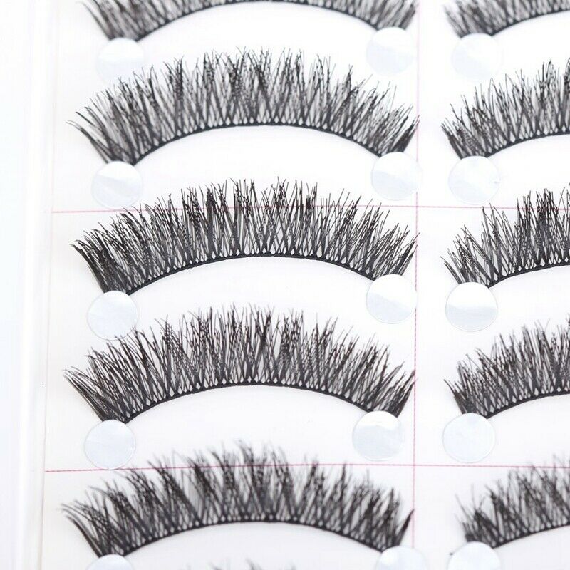 10 Pairs Handmade Natural Thick False Eyelashes Eyelash Extension Makeup B6P7
