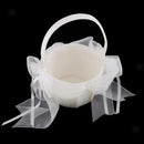 Beige Satin Flower Girls Basket Large  Bows Ribbons Wedding Supplies